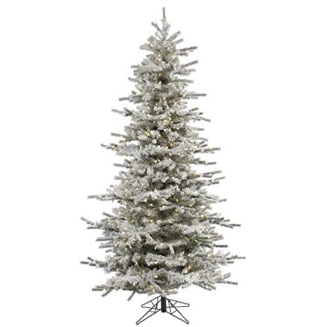 Vickerman 8.5' Flocked Sierra Fir Slim Artificial Christmas Tree, 850 Pure White LED Dura-Lit Lights...
