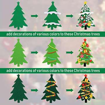 Tatuo DIY Felt Christmas Tree and Ornaments Felt Kids Party Favors Stickers for Kids Home Door Wall Hanging Christmas Tree Craft Decorations (24)