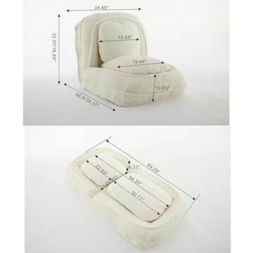 Fussbric Foldable Lazy Sofa Floor Chair, 5-Position Adjustable Backrest Chaise Lounge Chair Indoor, ...