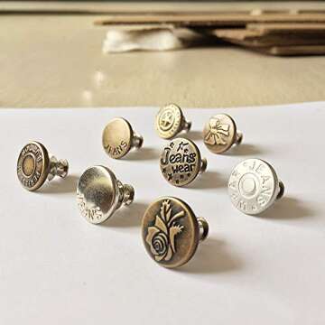 Taoqiao [Upgraded] 8 Sets Perfect Fit Instant Button, Adjustable Jeans Button Instant, 1 inch Buttons Adds Or Reduces an Inch to Any Pants Waist in Seconds