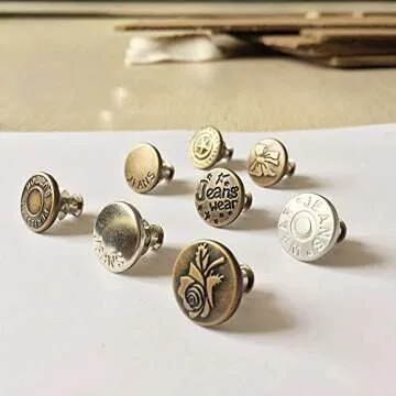 Taoqiao [Upgraded] 8 Sets Perfect Fit Instant Button, Adjustable Jeans Button Instant, 1 inch Buttons Adds Or Reduces an Inch to Any Pants Waist in Seconds