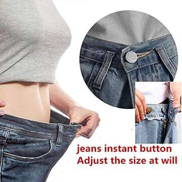 Taoqiao [Upgraded] 8 Sets Perfect Fit Instant Button, Adjustable Jeans Button Instant, 1 inch Buttons Adds Or Reduces an Inch to Any Pants Waist in Seconds
