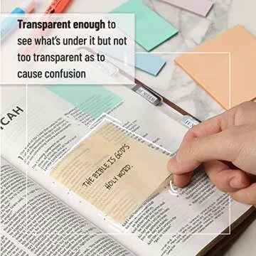 Mr. Pen- Transparent Sticky Notes, 200 pcs, Pastel Colors, See Through Sticky Notes, Sticky Notes Transparent, Sticky Notes Clear, Annotation Sticky Notes, Bible Sticky Notes, Sticky Notes for Books