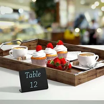 10 Pack Acrylic Mini Chalkboard Signs for Food, AITEE Black Mini Tabletop Chalkboard Signs, Small Buffet Chalkboards Signs for Weddings, Birthday Parties, Message Board Signs, Buffet,Bakery and Retail