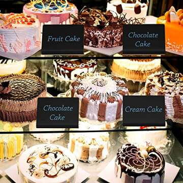 10 Pack Acrylic Mini Chalkboard Signs for Food, AITEE Black Mini Tabletop Chalkboard Signs, Small Buffet Chalkboards Signs for Weddings, Birthday Parties, Message Board Signs, Buffet,Bakery and Retail