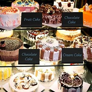 10 Pack Acrylic Mini Chalkboard Signs for Food, AITEE Black Mini Tabletop Chalkboard Signs, Small Buffet Chalkboards Signs for Weddings, Birthday Parties, Message Board Signs, Buffet,Bakery and Retail