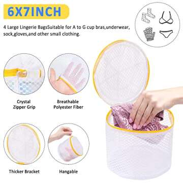 AUTODECO 8Pcs Honeycomb Mesh Laundry Bags for Delicates (2 Bra Lingerie Wash Bags 6x7 Inches, 2 Large 16x20 Inches, 2 Medium 12x16 Inches, 2 Small 9x12 Inches)