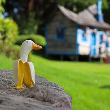 Lhocm Garden Decor Statues Figurines Ornaments, Creative Resin Banana Duck Garden Gnomes, Personaliz...