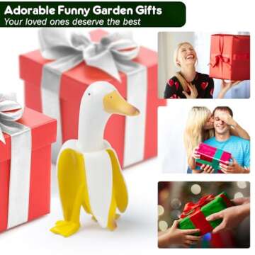 Lhocm Garden Decor Statues Figurines Ornaments, Creative Resin Banana Duck Garden Gnomes, Personalized Duck Statues for Home Patio Lawn, Yard Outdoor Decorations, Funny Housewarming Gifts
