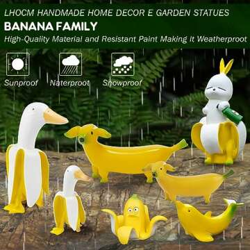 Lhocm Garden Decor Statues Figurines Ornaments, Creative Resin Banana Duck Garden Gnomes, Personalized Duck Statues for Home Patio Lawn, Yard Outdoor Decorations, Funny Housewarming Gifts