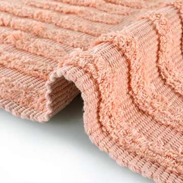 Lanffia Boho Bathroom Rug 2x3, Handmade Kitchen Rugs Washable Small Throw Rugs with Tassels Bohemian Kitchen Runner Rug Farmhouse Cotton Entryway Rug for Bedroom/Laundry, Peach Pink