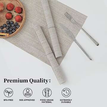 Leetaltree Beige White Placemats Set of 4 - Heat Resistant Non-Slip Place mats for Dining Table, Was...