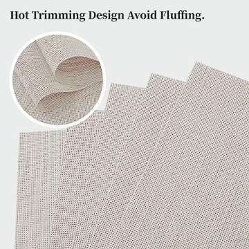 Leetaltree Beige White Placemats Set of 4 - Heat Resistant Non-Slip Place mats for Dining Table, Washable Durable PVC Vinyl Woven Table Mats（Beige White, 4）