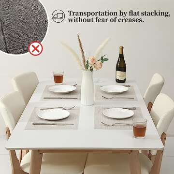 Leetaltree Beige White Placemats Set of 4 - Heat Resistant Non-Slip Place mats for Dining Table, Washable Durable PVC Vinyl Woven Table Mats（Beige White, 4）