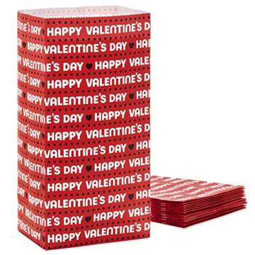 Hallmark Valentines Party Favor and Wrapped Treat Bags (15 Ct, Red, Happy Valentine's Day) for Classroom Parties, Sack Lunches and More, Small (0005VGB1919)