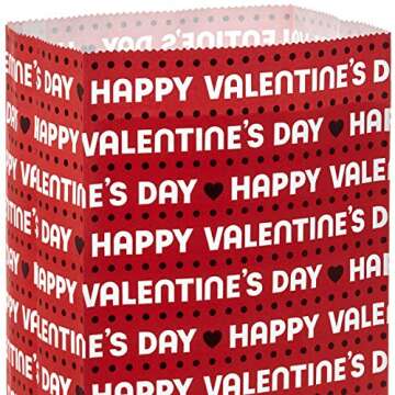 Hallmark Valentines Party Favor and Wrapped Treat Bags (15 Ct, Red, Happy Valentine's Day) for Classroom Parties, Sack Lunches and More, Small (0005VGB1919)
