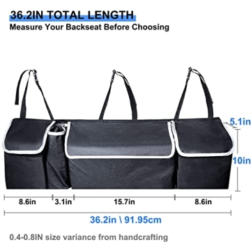 Yecaye Car Organizer, Trunk Large Capacity Organizer Storage, Sturdy Space Saver Hanging Accessories Interior, Fit Most Truck Free Up Floor Area, Black