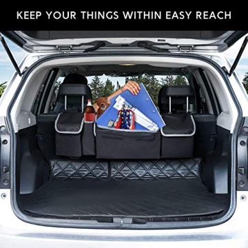 Yecaye Car Organizer, Trunk Large Capacity Organizer Storage, Sturdy Space Saver Hanging Accessories Interior, Fit Most Truck Free Up Floor Area, Black