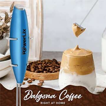 PowerLix Milk Frother Handheld Battery Operated Electric Whisk Foam Maker For Coffee, Latte, Cappucc...