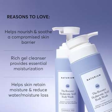 Naturium The Booster Hyaluronic Acid Body Wash, Hydrating & Moisturizing plus Minimizes Dryness, with Glycerin & Vitamin B5, 16.9 oz
