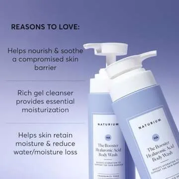 Naturium The Booster Hyaluronic Acid Body Wash, Hydrating & Moisturizing plus Minimizes Dryness, with Glycerin & Vitamin B5, 16.9 oz