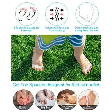 Golbylicc Soft Toe Spacers for Correct Toes Alignment, 3 Pairs Gel Toe Separators Bunion Corrector for Children Foot Pain Relief, Small Toe Straightener for Plantar Fasciitis (Black)