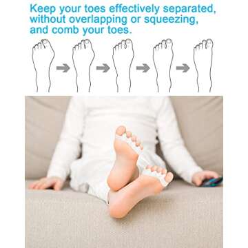 Golbylicc Soft Toe Spacers for Correct Toes Alignment, 3 Pairs Gel Toe Separators Bunion Corrector for Children Foot Pain Relief, Small Toe Straightener for Plantar Fasciitis (Black)