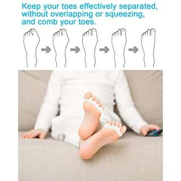 Golbylicc Soft Toe Spacers for Correct Toes Alignment, 3 Pairs Gel Toe Separators Bunion Corrector for Children Foot Pain Relief, Small Toe Straightener for Plantar Fasciitis (Black)