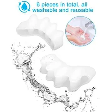 Golbylicc Soft Toe Spacers for Correct Toes Alignment, 3 Pairs Gel Toe Separators Bunion Corrector for Children Foot Pain Relief, Small Toe Straightener for Plantar Fasciitis (Black)