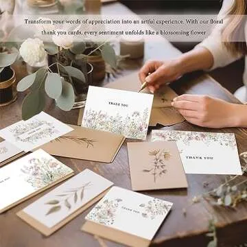 SLAPAFLIFE Floral Thank You Cards with Envelopes, 48 Pack - 4x6 Inches, Perfect for Baby Shower, Wedding, Graduation, and Other Occasions