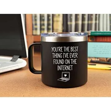 KLUBI Valentines Day Gifts for Him - You're The Best Thing I Found On The Internet Mug 14oz Husband Birthday Gift Husband Gifts From Wife I Love You Gifts for Him You Are The Best Thing I Found Online