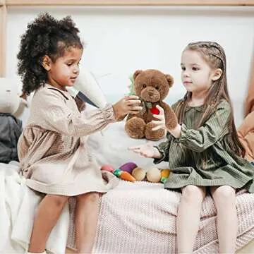 Adorlynetty 11.4” Small Teddy Bear with Heart Cute Brown Teddy Bear Stuffed Animals Soft Stuffed Bear Plush Bear Plushie Toys Gifts for Girlfriend Boyfriend Kid