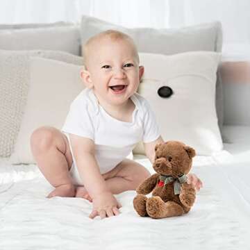 Adorlynetty 11.4” Small Teddy Bear with Heart Cute Brown Teddy Bear Stuffed Animals Soft Stuffed Bear Plush Bear Plushie Toys Gifts for Girlfriend Boyfriend Kid