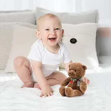 Adorlynetty 11.4” Small Teddy Bear with Heart Cute Brown Teddy Bear Stuffed Animals Soft Stuffed Bear Plush Bear Plushie Toys Gifts for Girlfriend Boyfriend Kid