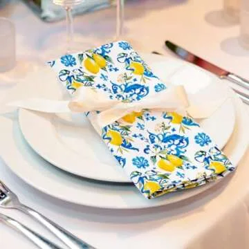 Whaline Lemon Cloth Napkins | Reusable Dining Decor Set of 4