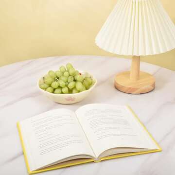 Koythin Salad Bowls, Cute Cherry Flower Ceramic Bowls, Cream Yellow Serving Bowl for Pasta, Cereal, Fruit, Soup, Rice, Dishwasher and Microwave Safe (Cherry Set of 1)