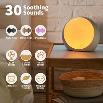 iDealSleep Brown Noise Sounds Machine White Noise Machine with 30 Soothing Sounds 12 Color Night Lig...