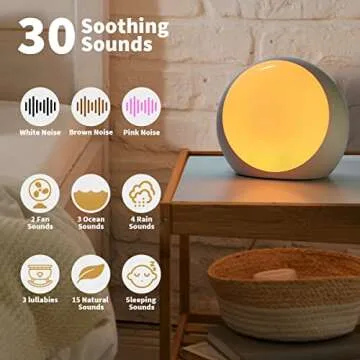 iDealSleep Brown Noise Sounds Machine White Noise Machine with 30 Soothing Sounds 12 Color Night Lig...