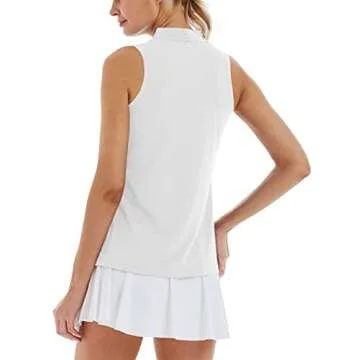 LastFor1 Women's Golf Polo Sleeveless Shirt Zip-Up UPF 50+ UV Protection Athletic Tops Slim Fit Quic...