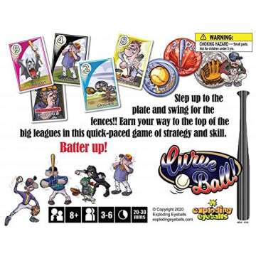 Exploding Eyeballs Curve Ball Baseball Card Game | for Baseball Fans, Families & Kids