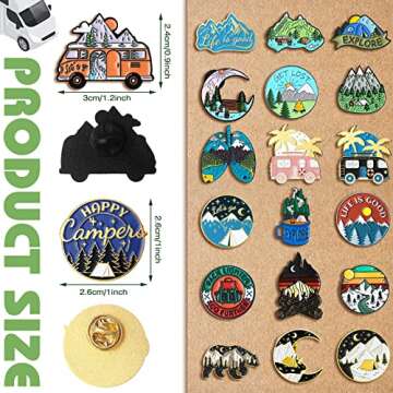 Janinka 20 Pcs Camping Enamel Pins Adventure Outdoors Pins Set Mountain Backpacking Pins Funny Campi...