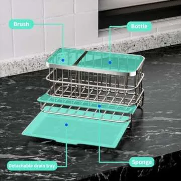 HapiRm Kitchen Sink Organizer with Drain Tray for Easy Cleaning