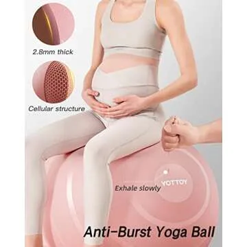 YOTTOY Anti-Burst Exercise Ball for Working Out, Yoga Ball for Pregnancy,Extra Thick Workout Ball fo...