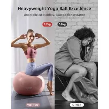 YOTTOY Anti-Burst Exercise Ball for Working Out, Yoga Ball for Pregnancy,Extra Thick Workout Ball for Physical Therapy,Stability Ball for Ball Chair Fitness with Pump (Pink)
