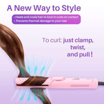 Asani 360° Airflow Styler - 2-in-1 Professional Curling Wand & Hair Straightener - Flat Iron Curler...