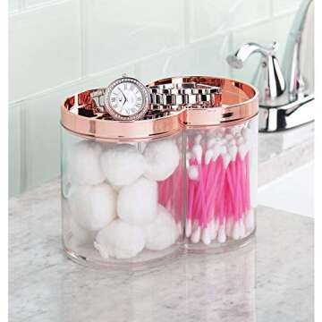 mDesign Plastic Canister Jar Organizer Set with Storage Lid - Home Decor Holder for Bathroom/Restroo...