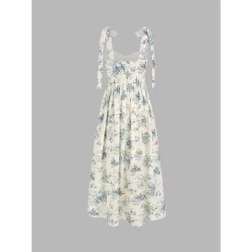 CIDER V-Neck Floral Ruffle Hem Midi Dress for Summer