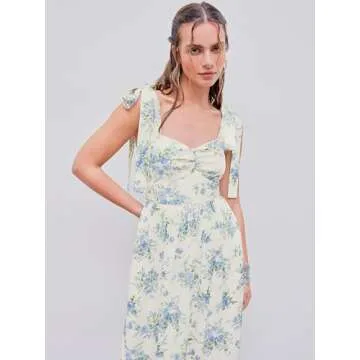 CIDER V-Neck Floral Ruffle Hem Midi Dress for Summer