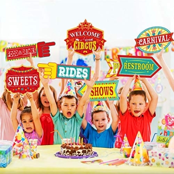 KATUMO Circus Decorations - 11 Vibrant Sign Cutouts