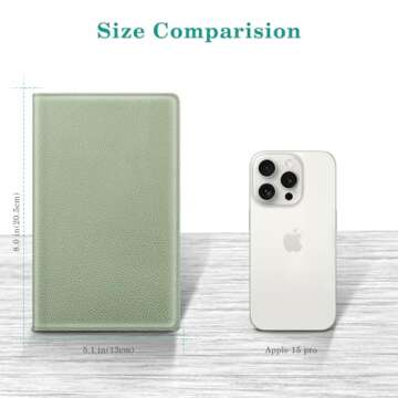 Fintie Server Book Organizer with Zipper Pocket, PU Leather Restaurant Guest Check Presenters Card Holder for Waitress, Waiter, Bartender (Sage Green)